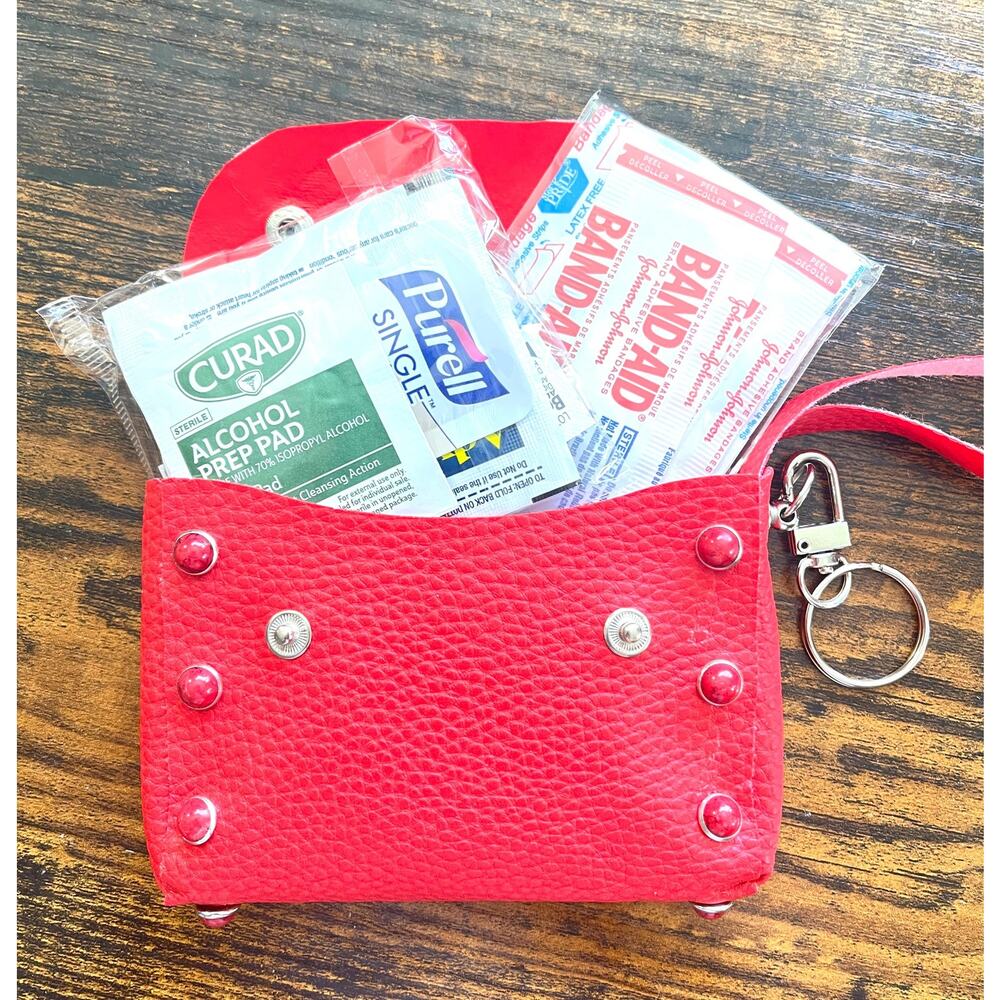 Red " OUCH !" Mini Travel First Aid Kit Bag